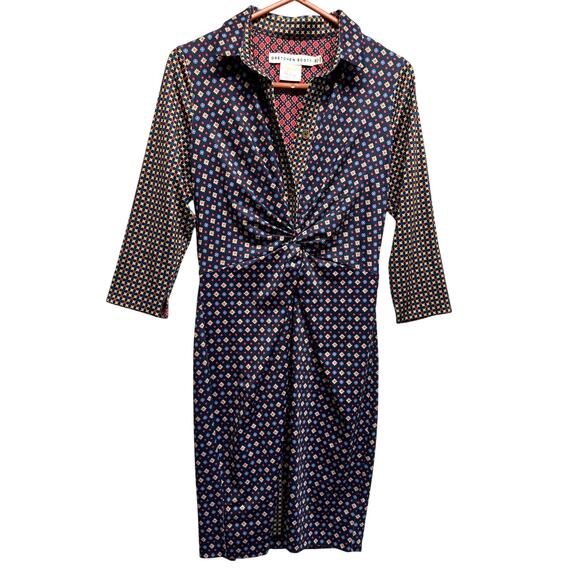 Gretchen Scott Floral Bold Multicolor Everywhere Shirt Dress Stretch Size Medium - Picture 1 of 14